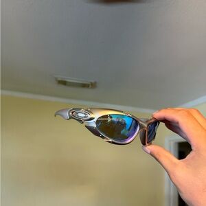 Sport Metal Frame Sunglasses with Blue Mirrored Lenses Oakley Oakleys